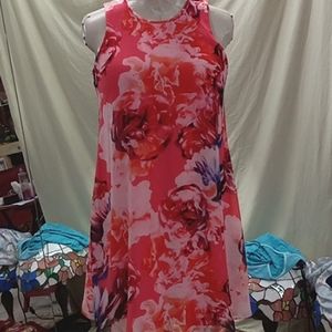 Calvin Klein,Gorgeous Floral Dress, Sz 6, NWOT, Reds, Oranges, Pinks